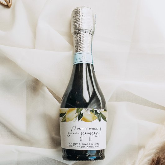 DAHLIA Lemon Citrus Fruit Pop het als ze Pop Sparkling Wijnetiket