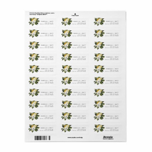 DAHLIA Lemon Citrus Fruit Summer Address Etiket (Full Sheet)