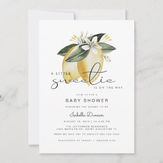 DAHLIA Lemon Citrus Fruit Summer Baby shower Kaart (Voorkant)