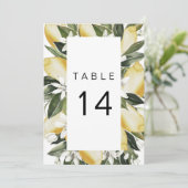 DAHLIA Lemon Citrus Garden Fruit Table Number Kaart (Staand voorkant)
