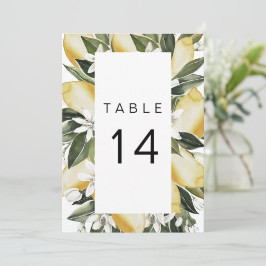DAHLIA Lemon Citrus Garden Fruit Table Number Kaart (Staand voorkant)