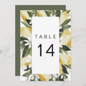 DAHLIA Lemon Citrus Garden Fruit Table Number Kaart (Voorkant / Achterkant)