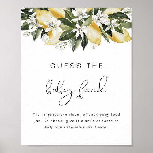 DAHLIA Lemon raadt het Baby Baby shower Poster (Voorkant)