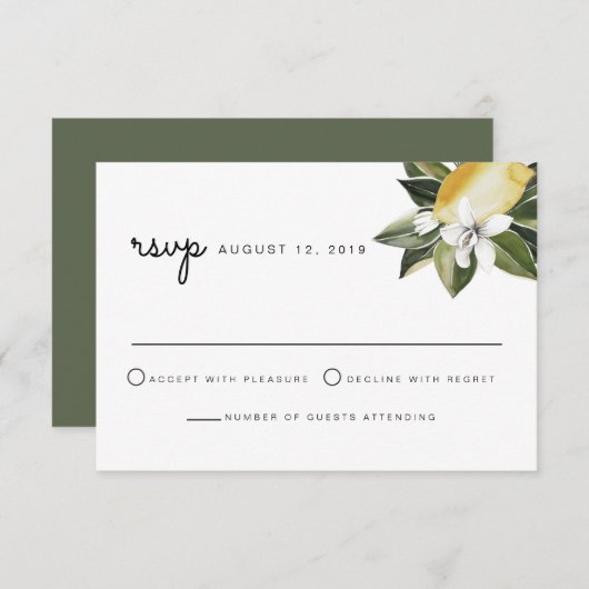 Dahlia - Lemon Tropical Citrus Botanical Fruit Kaart (Voorkant / Achterkant)