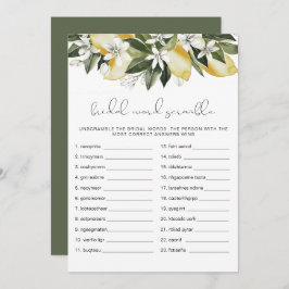 DAHLIA Lemon Vrijgezellenfeest Word Scramble Game Kaart