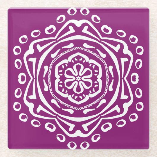 Dahlia Mandala Glazen Onderzetter (Voorkant)