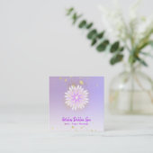 *~* Dahlia Mandala Pastel Lavender Pink AP2 Vierkante Visitekaartje (Staand voorkant)