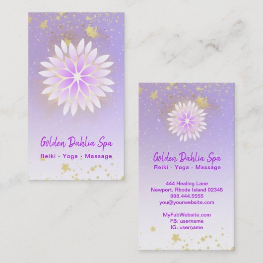 *~* Dahlia Mandala Pastel Lavender Pink AP2 Visitekaartje (Voorkant / Achterkant)