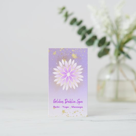*~* Dahlia Mandala Pastel Lavender Pink AP2 Visitekaartje (Staand voorkant)