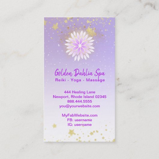 *~* Dahlia Mandala Pastel Lavender Pink AP2 Visitekaartje (Achterkant)