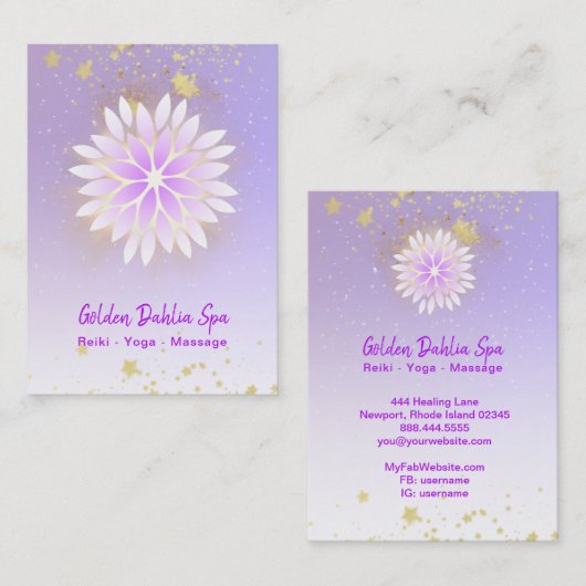 *~* Dahlia Mandala Pink Pastel Lavender AP2 Visitekaartje (Voorkant / Achterkant)