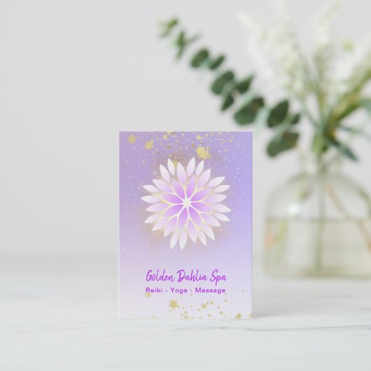 *~* Dahlia Mandala Pink Pastel Lavender AP2 Visitekaartje (Staand voorkant)