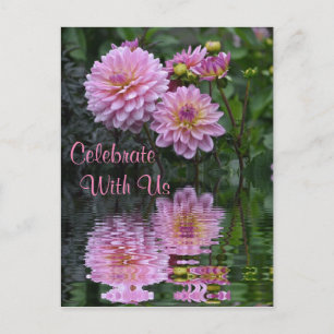 Dahlia nodiging uit tot "vieren met ons" uitnodiging briefkaart