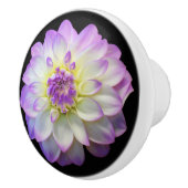 Dahlia op Black Ceramic Knob Keramische Knop (Rechts)