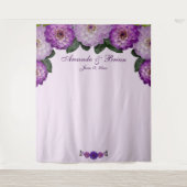 Dahlia Paars Lavendel Bloemen Bruiloft Achterwand Wandkleed (Voorkant)