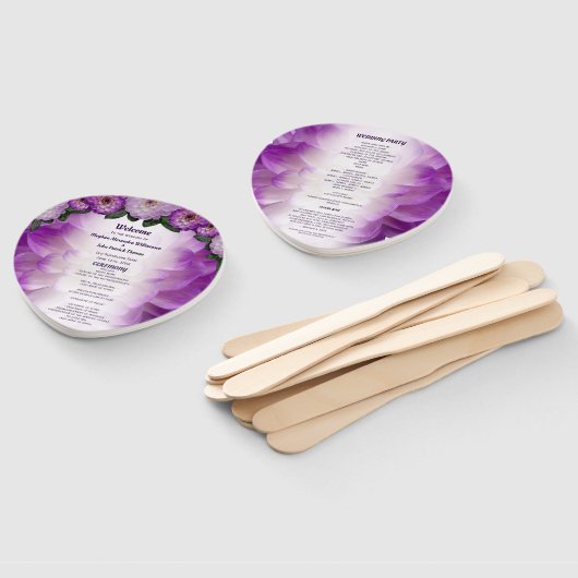 Dahlia Paars Lavender Floral Wedding Programme Handwaaier (Niet-gemonteerd)