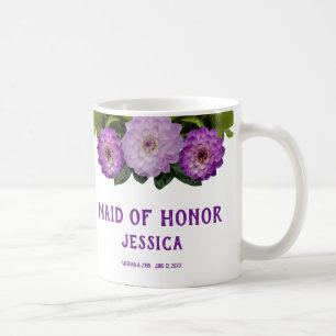 Dahlia Paars Lavender Lila Floral Maid of Honor Koffiemok