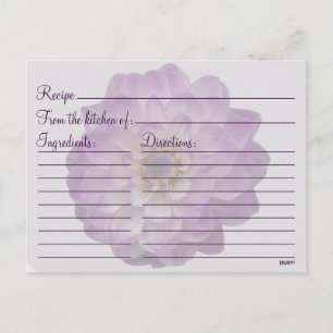 Dahlia Paars Lila Floral Vrijgezellenfeest Recipe Briefkaart
