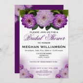 Dahlia Paarse Bloemen Bruidsdouche Uitnodiging (Voorkant / Achterkant)