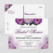 Dahlia Paarse Bloemen Bruidsdouche Uitnodigingspos Briefkaart (Voorkant / Achterkant)