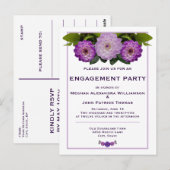 Dahlia Paarse Floral Wedding Engagement Party Briefkaart (Voorkant / Achterkant)