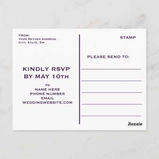 Dahlia Paarse Floral Wedding Engagement Party Briefkaart (Achterkant)