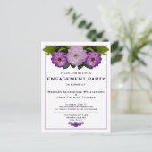Dahlia Paarse Floral Wedding Engagement Party Briefkaart (Staand voorkant)