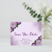 Dahlia Paarse Lavendel Lila Bloemen Save the Date Briefkaart (Staand voorkant)