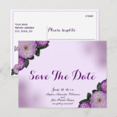 Dahlia Paarse Lavendel Lila Bloemen Save the Date Briefkaart (Voorkant / Achterkant)