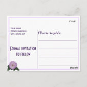 Dahlia Paarse Lavendel Lila Bloemen Save the Date Briefkaart (Achterkant)