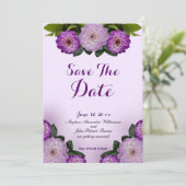 Dahlia Paarse Lavendel Lila Bloemen Save the Date Kaart (Staand voorkant)