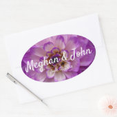 Dahlia Paarse Lavender Lila Floral Wedding Ovale Sticker (Envelop)