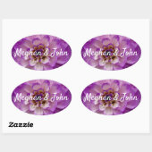 Dahlia Paarse Lavender Lila Floral Wedding Ovale Sticker (Vel)