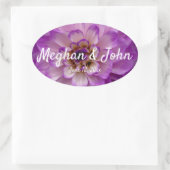 Dahlia Paarse Lavender Lila Floral Wedding Ovale Sticker (Tas)