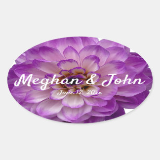 Dahlia Paarse Lavender Lila Floral Wedding Ovale Sticker