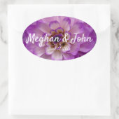 Dahlia Paarse Lavender Lila Floral Wedding Ovale Sticker (Tas)