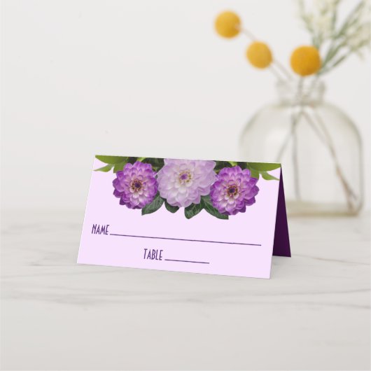 Dahlia Paarse Lavender Lila Floral Wedding Plaatskaartje (Voorkant)