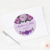Dahlia Paarse Lavender Lila Floral Wedding Ronde Sticker (Envelop)