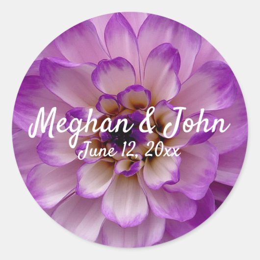 Dahlia Paarse Lavender Lila Floral Wedding Ronde Sticker (Voorkant)