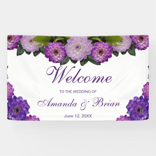 Dahlia Paarse Lavender Lila Floral Wedding Spandoek (Horizontaal)