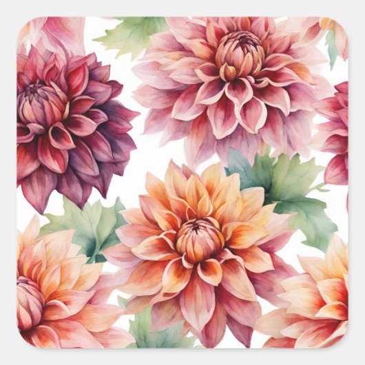 Dahlia Painting Vierkante Sticker (Voorkant)