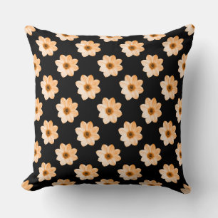 Dahlia Pattern - Lt Oranje op Black Kussen