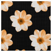 Dahlia Pattern - Lt Oranje op Black Stof (Close Up)