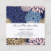 Dahlia Pink Blue Vierkante Visitekaartje (Achterkant)