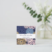 Dahlia Pink Blue Vierkante Visitekaartje (Staand voorkant)