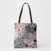 Dahlia Pink Floral Monogram Tote Bag (Voorkant)