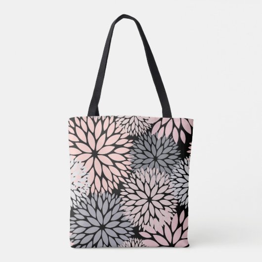 Dahlia Pink Floral Monogram Tote Bag (Achterkant)