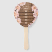 Dahlia Pink Floral Rustic Wood Wedding Programme Handwaaier (Achterkant)