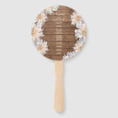 Dahlia Pink Floral Rustic Wood Wedding Programme Handwaaier (Achterkant)