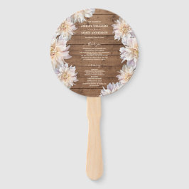 Dahlia Pink Floral Rustic Wood Wedding Programme Handwaaier